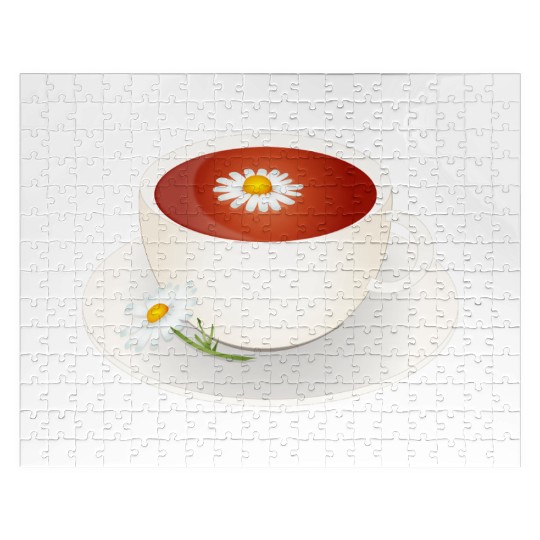 Chamomile tea motif with blossom in an elegant cup Jigsaw Puzzles