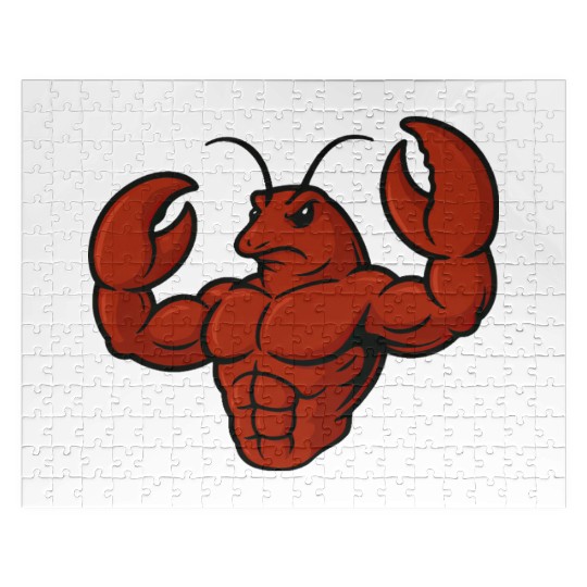 Crab lobster fitness workout cartoon strong biceps Jigsaw Puzzles