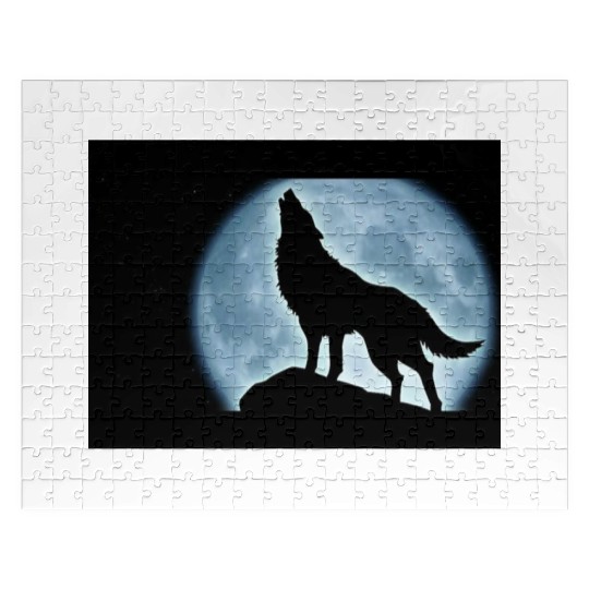 Wolf howling in the moonlight Jigsaw Puzzles