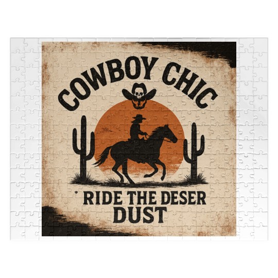 Cowboy Chic Desert Ride Design Jigsaw Puzzles