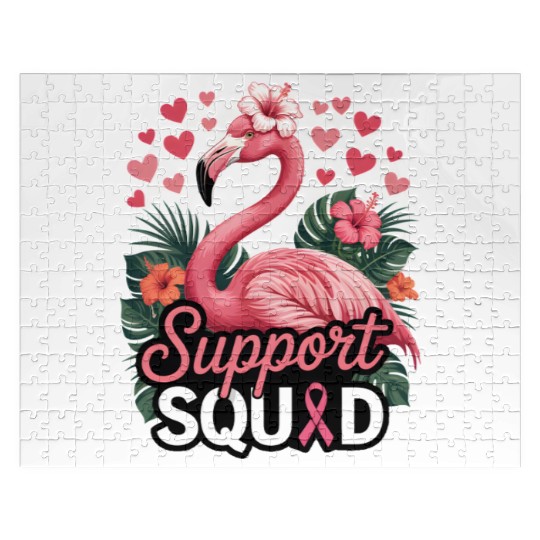 Pink Flamingo Support Squad Design Jigsaw Puzzles