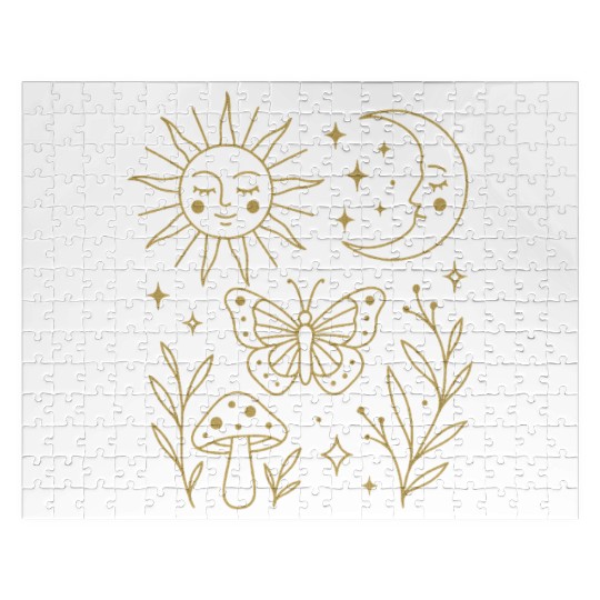 Celestial Magic Moon and Sun Doodle Jigsaw Puzzles