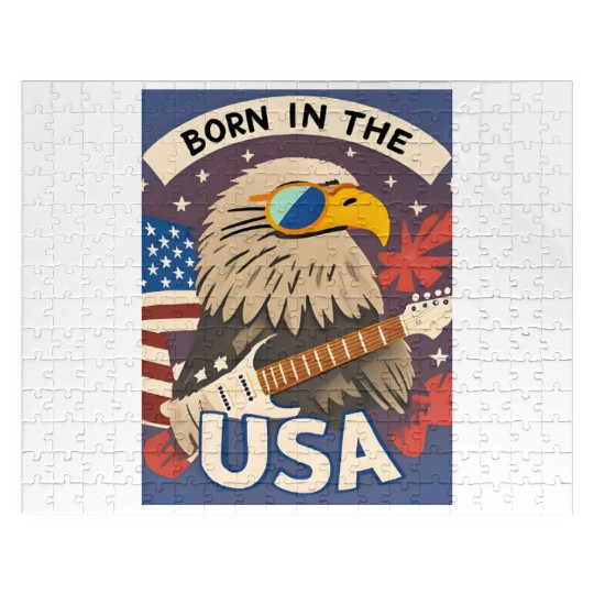 Born in the USA Bald Eagle Rock Guitar Jigsaw Puzzles