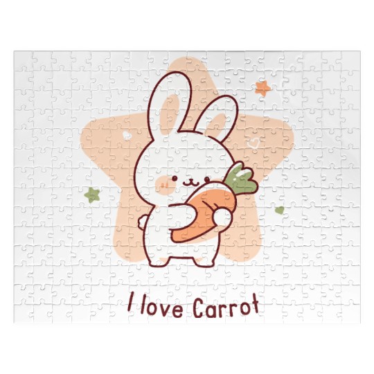I Love Carrot – Cute Bunny with Carrot Jigsaw Puzzles