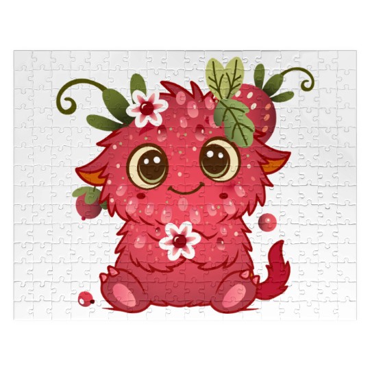 Cute Monster in Raspberry Design Jigsaw Puzzles