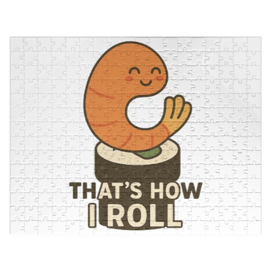 Cute Sushi Shrimp Roll Illustration Jigsaw Puzzles