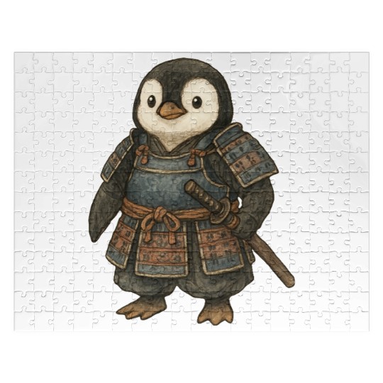 Historical samurai penguin with katana Japan cultu Jigsaw Puzzles