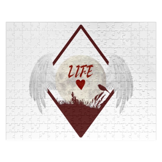 Moonlit Heart with Angel Wings (LIFE) Jigsaw Puzzles