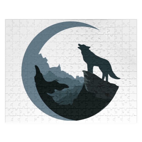 Wolf Moon Silhouette Jigsaw Puzzles