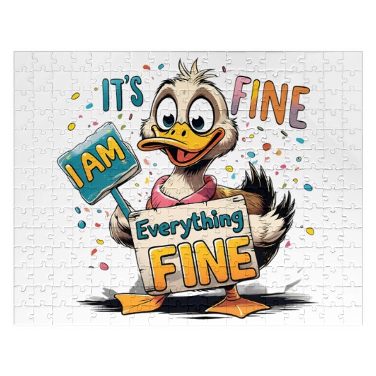 It's Fine I'm Fine Everything Is Fine Cute Duck Jigsaw Puzzles