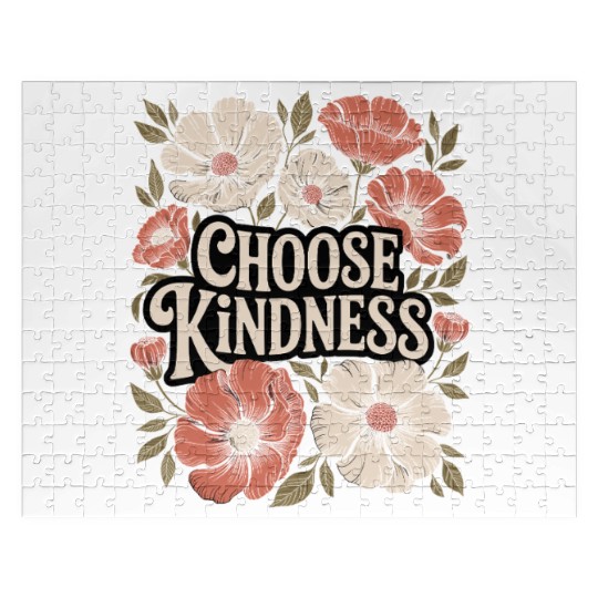 Choose Kindness Boho Flower Vintage Positivity Jigsaw Puzzles