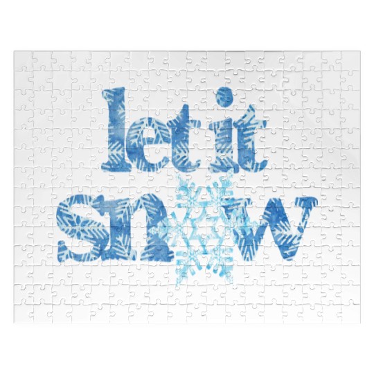LET IT SNOW blue snowflakes winter wonderland xmas Jigsaw Puzzles