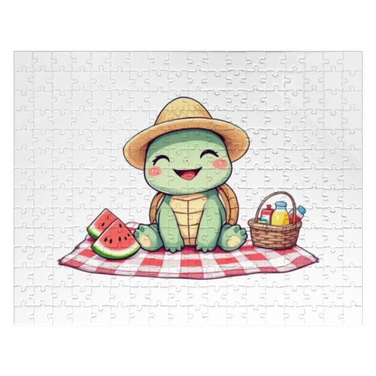 Whimsical Picnic Turtle Illustration Jigsaw Puzzles