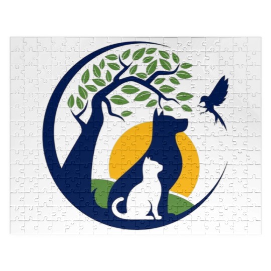 Serene Wilderness Canine and Feline Scene Jigsaw Puzzles