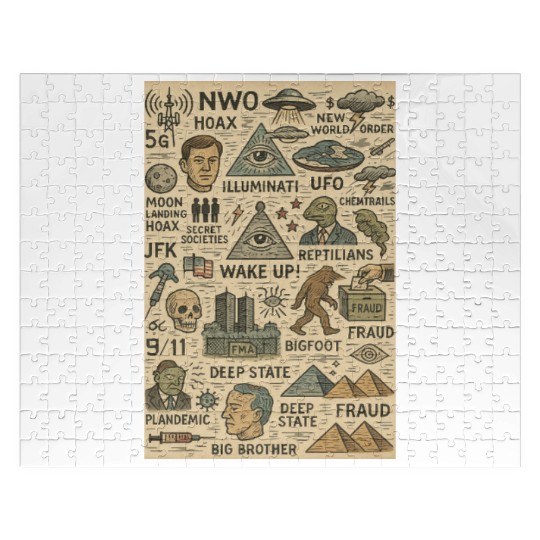 Vintage Conspiracy Theory Icons Jigsaw Puzzles