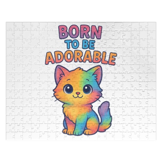 Colorful Adorable Kitten with Affirmation Jigsaw Puzzles