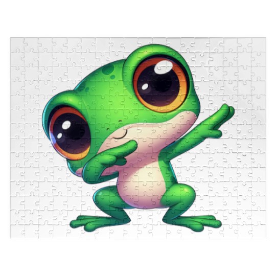Cute frog dab gamer animal cartoon meme Jigsaw Puzzles