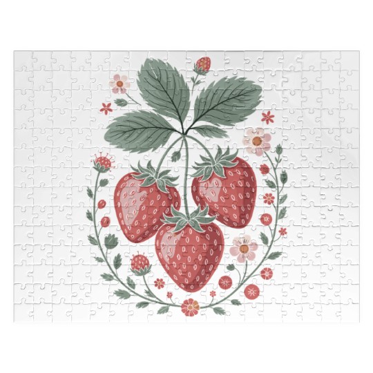 Charming Strawberry and Floral Art for Nature Jigsaw Puzzles
