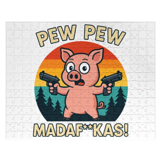 Pew Pew Pig with Guns Jigsaw Puzzles