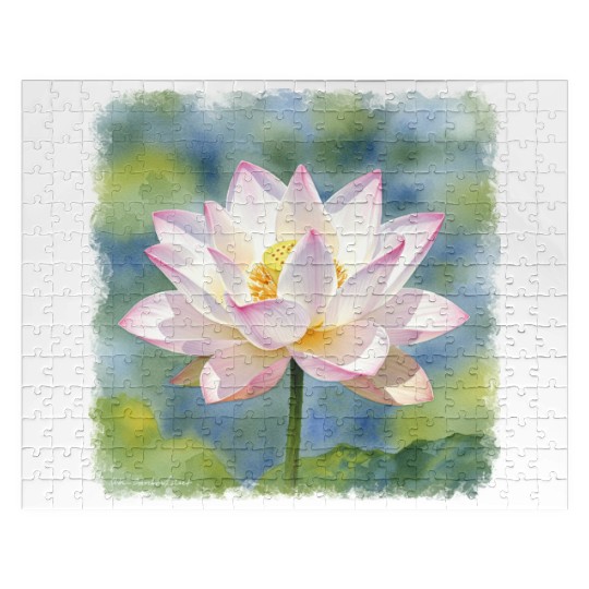 Serene Water Lily Floral Print Jigsaw Puzzles
