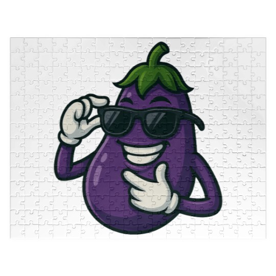 Cool eggplant vegetable design with sunglasses car Jigsaw Puzzles