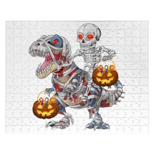 Skeleton Riding Zombie Mummy Dinosaur Halloween Jigsaw Puzzles