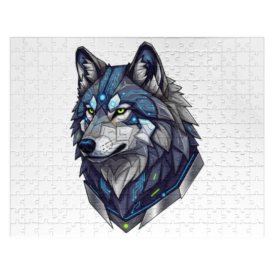 Cyber Wolf Sentinel Jigsaw Puzzles