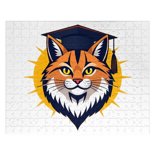 Back to school cat orange Jigsaw Puzzles