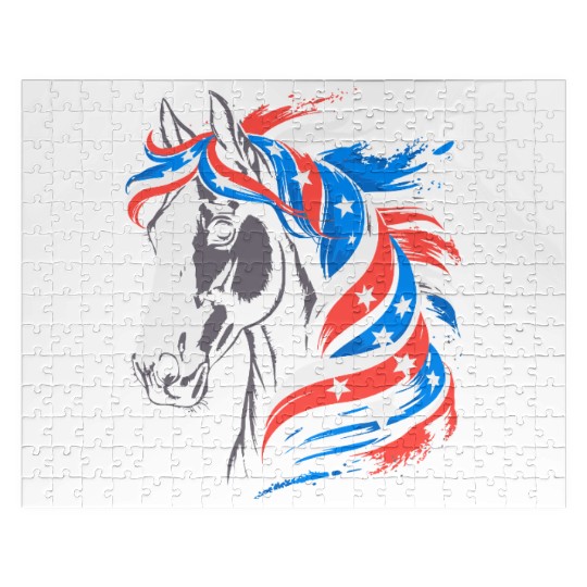Patriotic Pony with Stars and Stripes Mane Jigsaw Puzzles