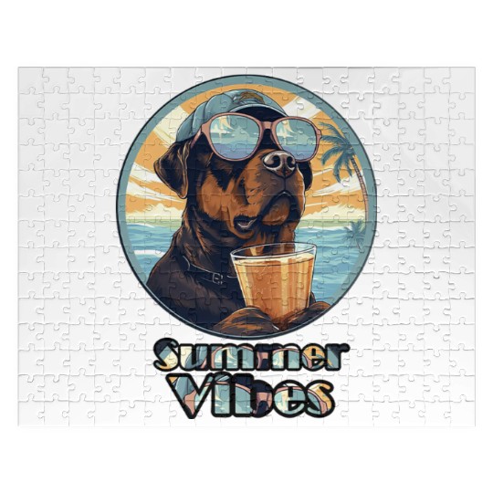 Summer Vibes Dog – Cool Beach Mood Jigsaw Puzzles