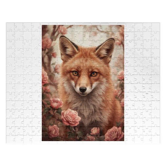 Red Fox Among Roses Jigsaw Puzzles