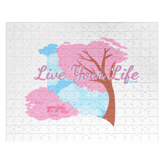 Pink Cherry Blossom Inspirational Design Jigsaw Puzzles