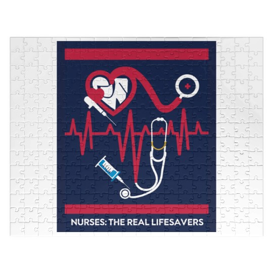 Registered Nurse RN Jigsaw Puzzles Heartbeat Line Design
