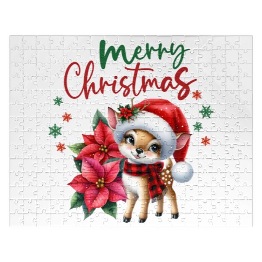 Festive Christmas Puppy with Poinsettia Jigsaw Puzzles