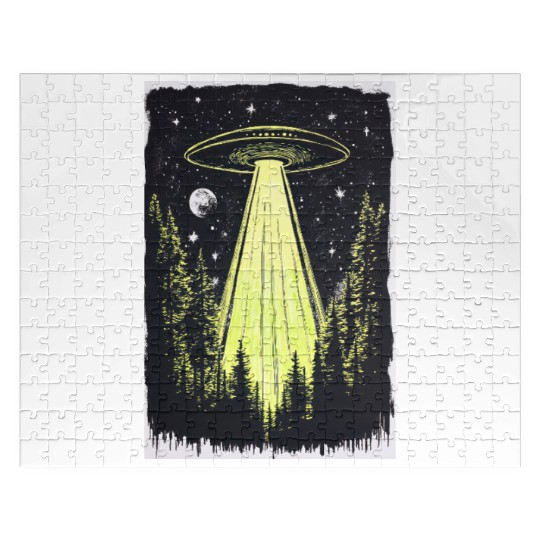 UFO in the Midnight Pines Jigsaw Puzzles