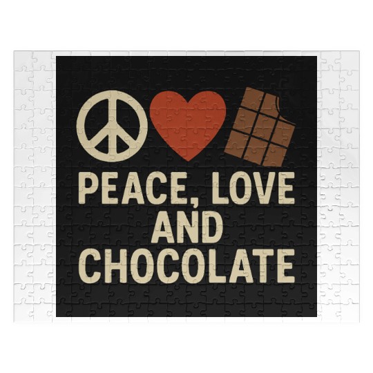 Peace Love and Chocolate Quote Design Jigsaw Puzzles
