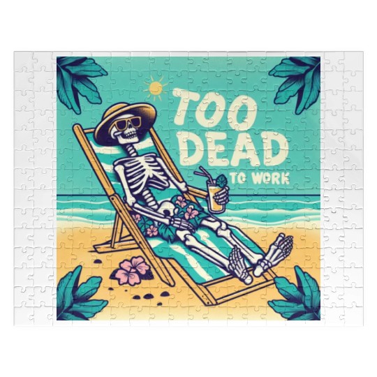 Skeleton on Beach Lounge with Holiday Vibe Jigsaw Puzzles