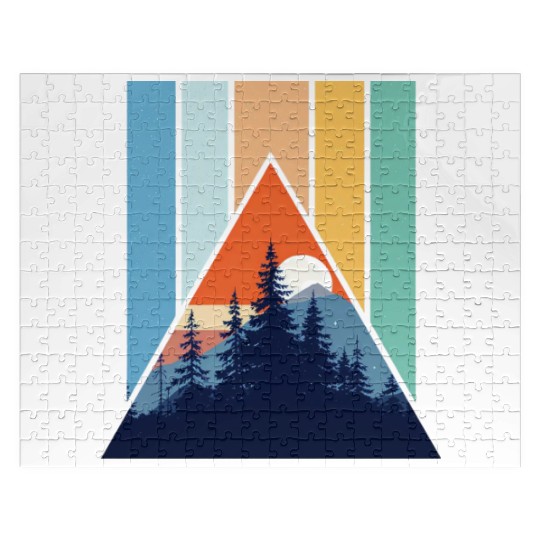 Geometric Mountain Forest Sunset Jigsaw Puzzles