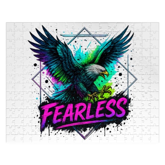 Fearless Eagle Neon Design Jigsaw Puzzles