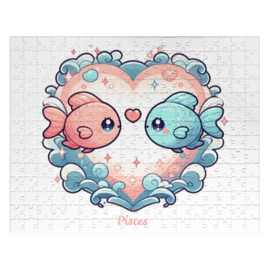 Celestial Pisces Love Heart Illustration Jigsaw Puzzles