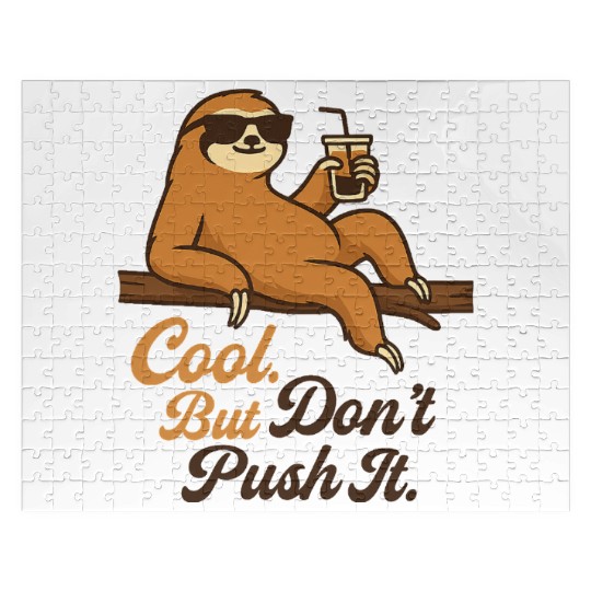 Relaxed Sloth with Sunglasses and Drink Jigsaw Puzzles