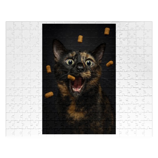 Excited Cat Loves Treats Jigsaw Puzzles