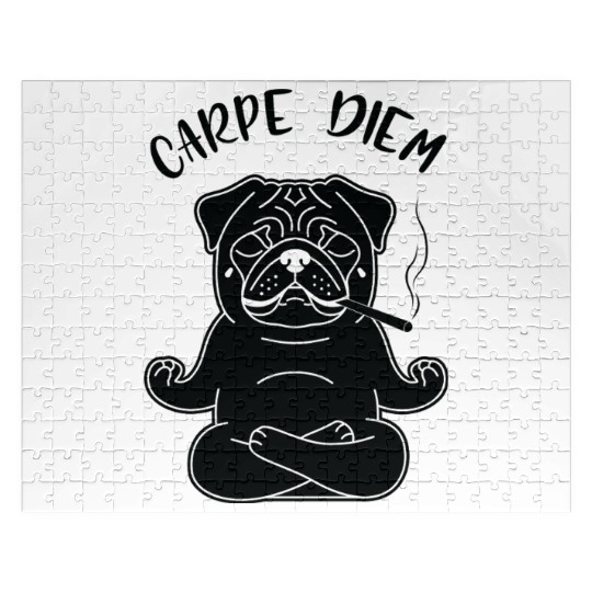 Meditative Pug with 'Carpe Diem' Text Jigsaw Puzzles