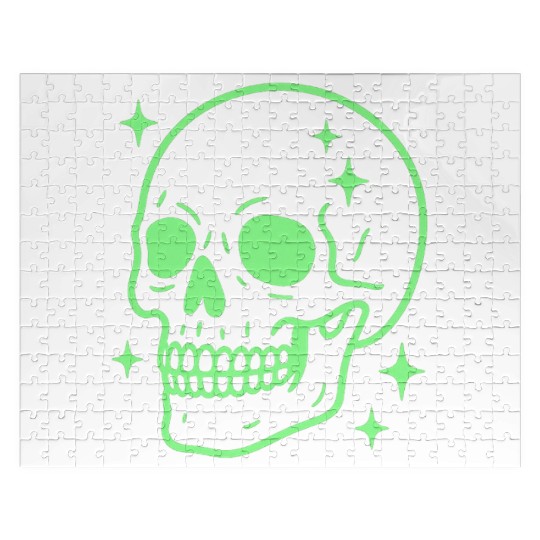 Glowing Neon Skull Design for Edgy Fashion Jigsaw Puzzles