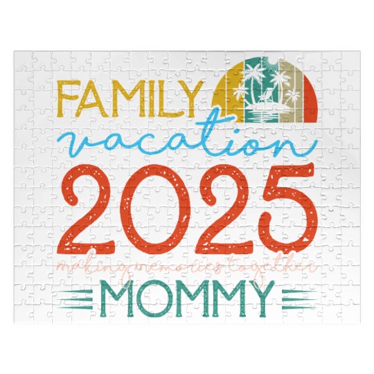 Family Vacation 2025 Tropical Sunset Design Jigsaw Puzzles