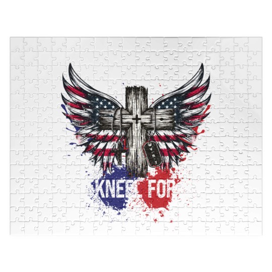 Wings Cross and Flag Patriotic Art Jigsaw Puzzles