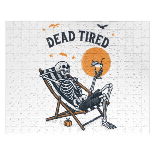 Skeleton Relaxing Under Full Moon Jigsaw Puzzles