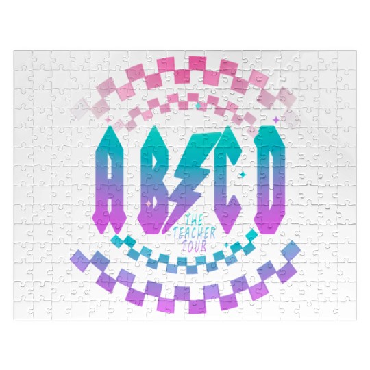Retro Teacher Tour gift for Teacher, ABCD Teacher Jigsaw Puzzles