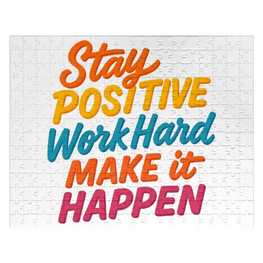 Stay Positive Colorful Motivational Quote Jigsaw Puzzles