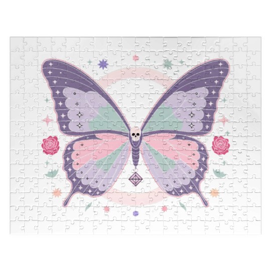 Mystic Skull Butterfly Illustration Jigsaw Puzzles